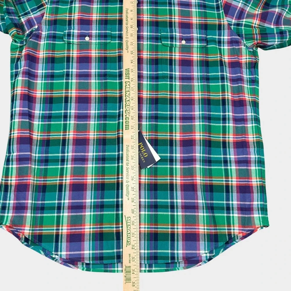 New Polo Ralph Lauren Shirt Mens LT Green Multi Plaid Long Sleeve Button Down